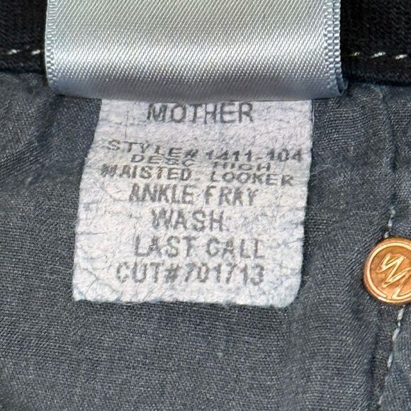 MOTHER The Looker High Waist Ankle Fray Last Call Dark Blue Jeans Size 30 - Picture 9 of 11